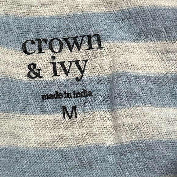 Crown & Ivy Nautical Tassels Blue Stripe Long Sleeve Shirt Girl Size Medium NWT - Picture 4 of 6